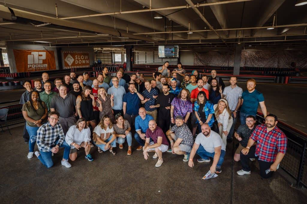 Denver team group photo at Podium Karting